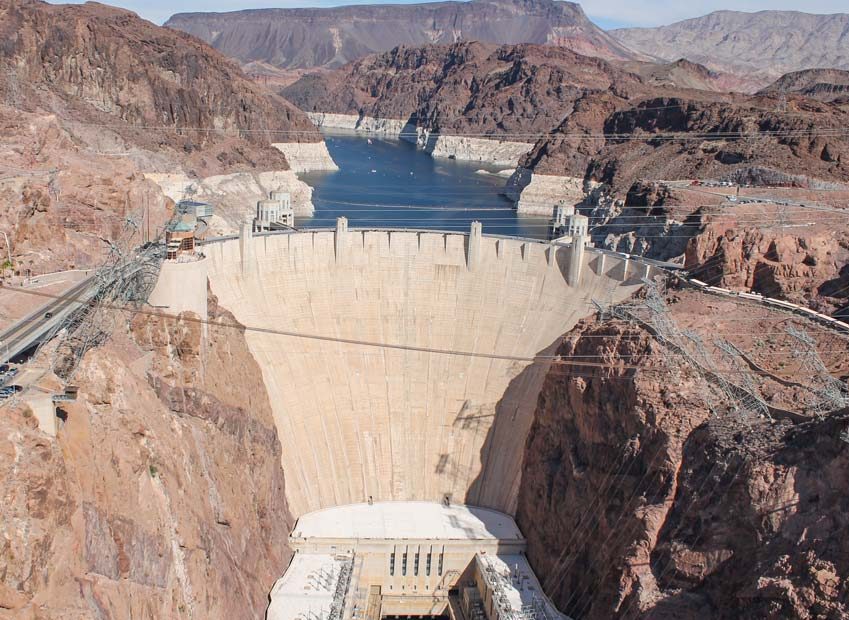 Der Hoover Dam bei Boulder City von der Mike O'Callaghan–Pat Tillman Memorial Bridge.